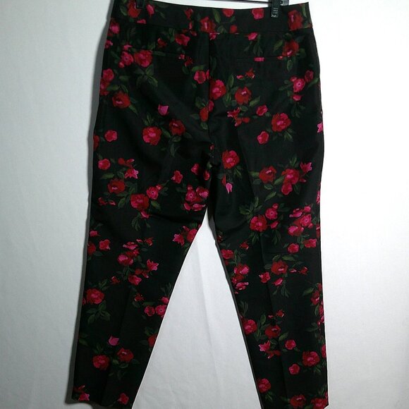 Talbots Pants - Talbots Heritage Black Red Floral Pants Women's Size 12 Silk blend